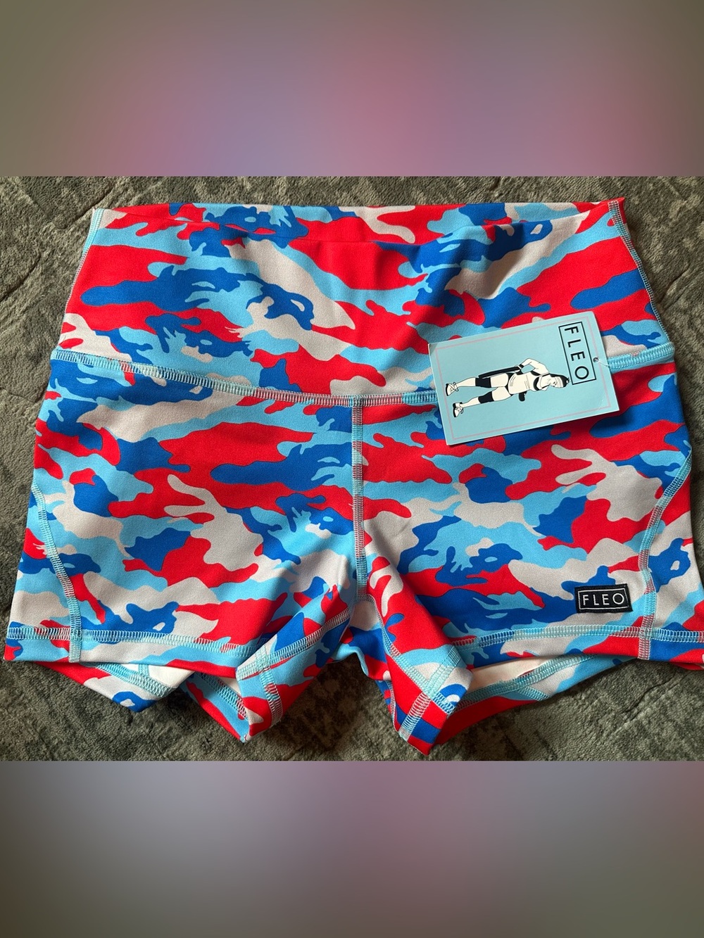 Fleo Red and Blue Camo Shorts